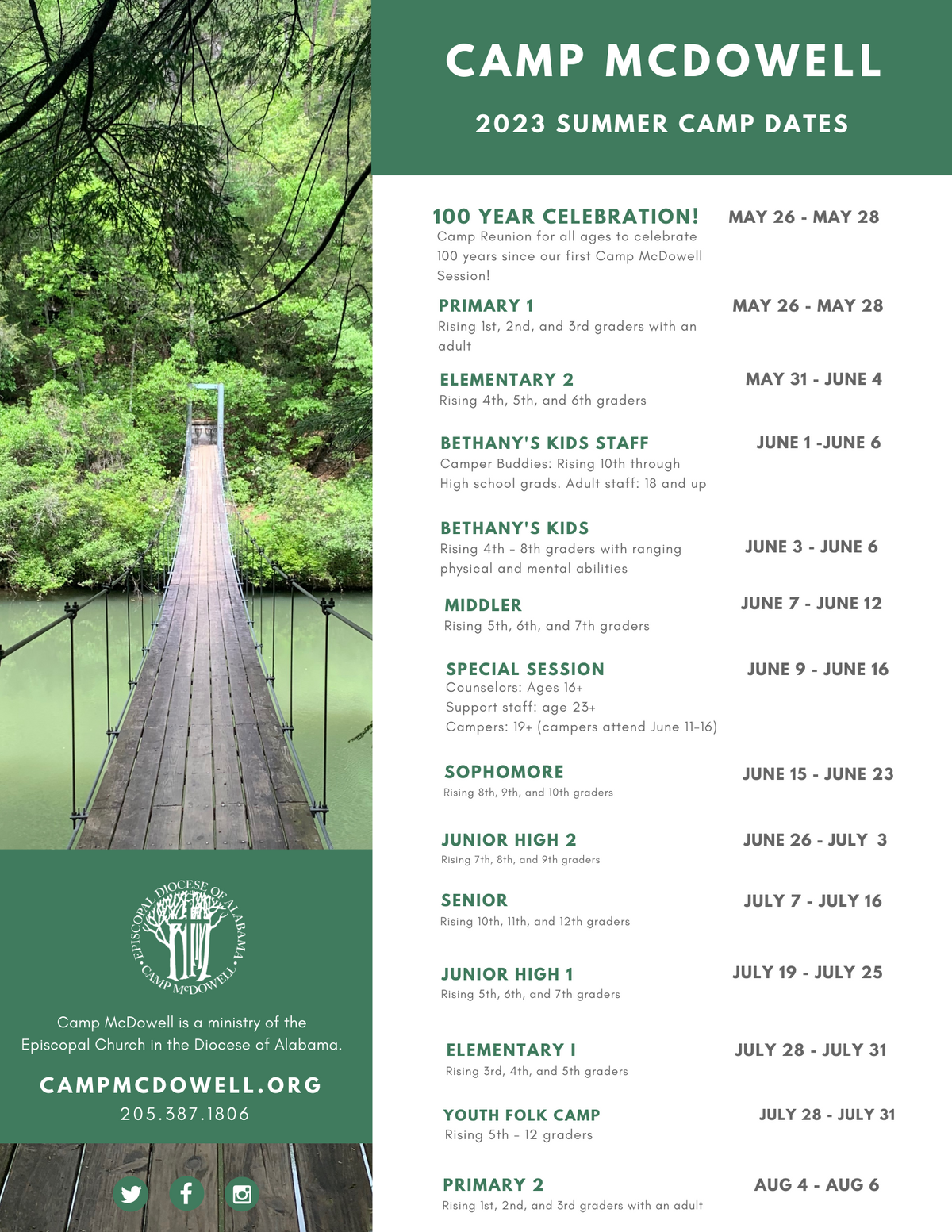 Dates & Rates - Camp McDowell